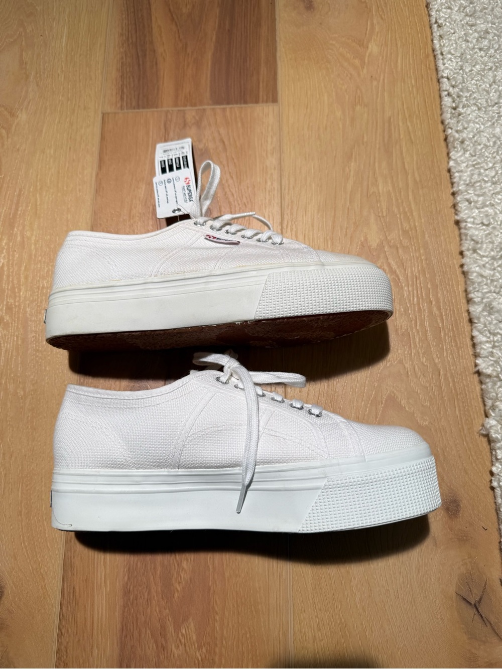 Superga White Canvas Platform Lace-Up Sneakers NEW With Tags